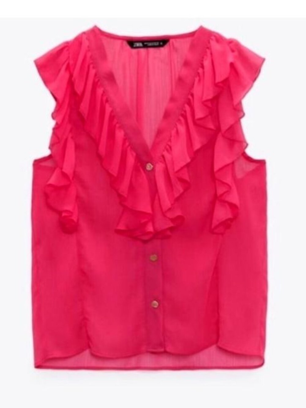 Zara sleeveless blouse with ruffles